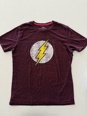Unisex Six Flags DC Comics The Flash Distressed Logo T-Shirt Maroon Small